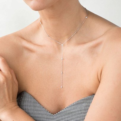 Серебряное колье с фианитами 18654 №10