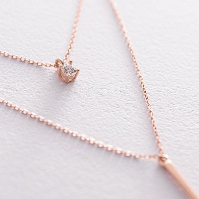 Подвійне золоте кольє "Хлоя" з фіанітом кол01865 №3