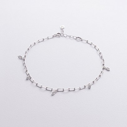 Серебряный браслет с фианитами на ногу 905-01606