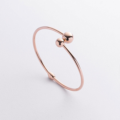 Жорсткий браслет "Кульки" у червоному золоті б05535