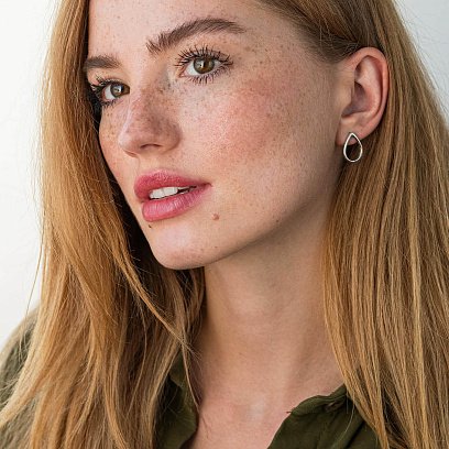 Сережки-пусети "Великі крапельки" в білому золоті с06410 №4