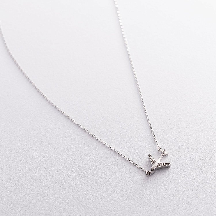 Срібне кольє "Літачок" з фіанітами 181127 від ювелірного магазину Онікс