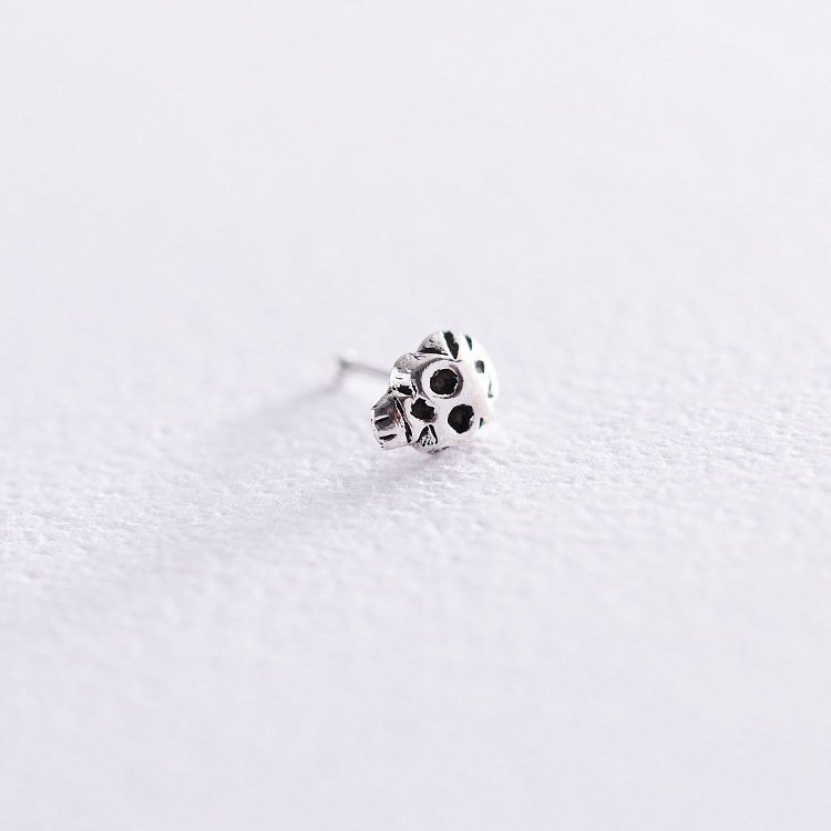 Срібний пірсинг в ніс "Череп" пирснч від ювелірного магазину Онікс