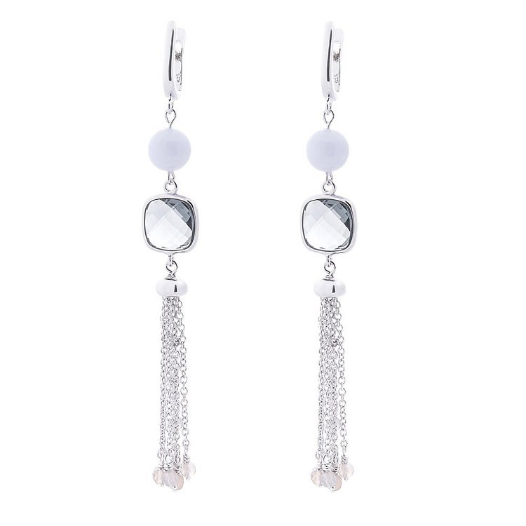 Срібні сережки  (агат,фіаніт) 122272 від ювелірного магазину Онікс