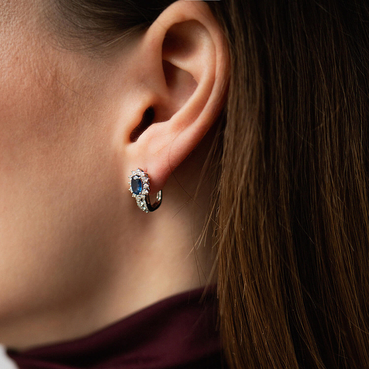 Золоті сережки з діамантами і сапфірами сб0575ca від ювелірного магазину Онікс - 3