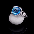 Золотое кольцо с голубым топазом и бриллиантами C01111R от ювелирного магазина Оникс - 4