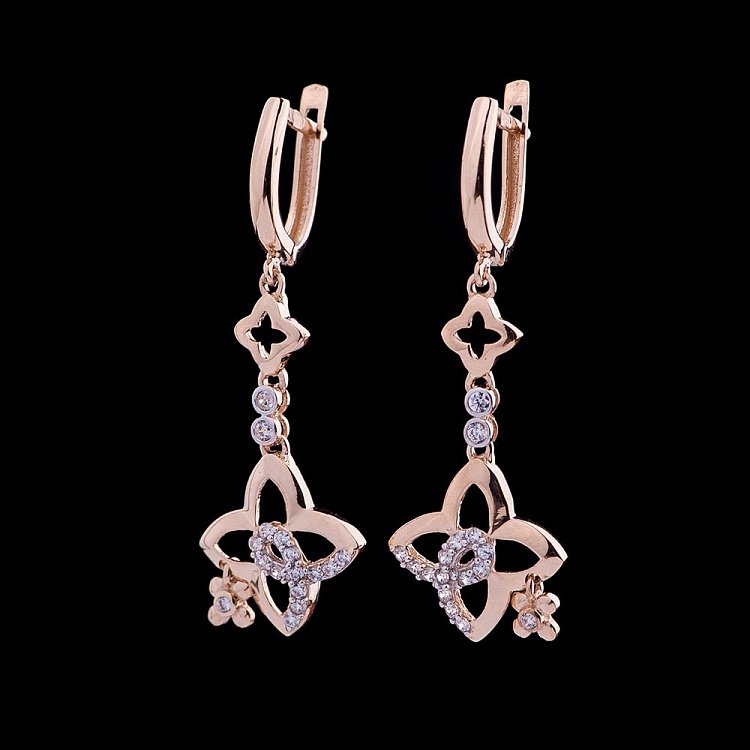 Золоті сережки (фіаніти) с04486 від ювелірного магазину Онікс