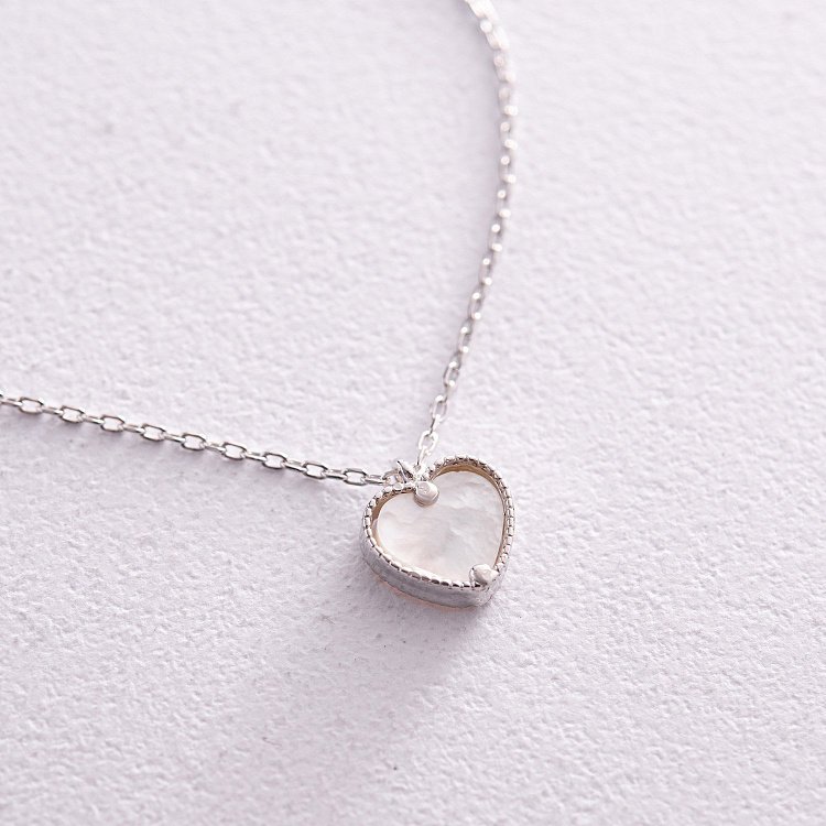 Серебряное колье "Сердечко" (перламутр) 181254 от ювелирного магазина Оникс - 2