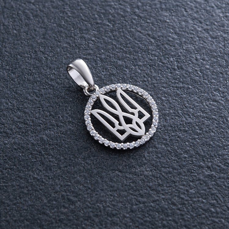 Срібний кулон "Герб України - Тризуб" з фіанітами 1059 від ювелірного магазину Онікс - 5