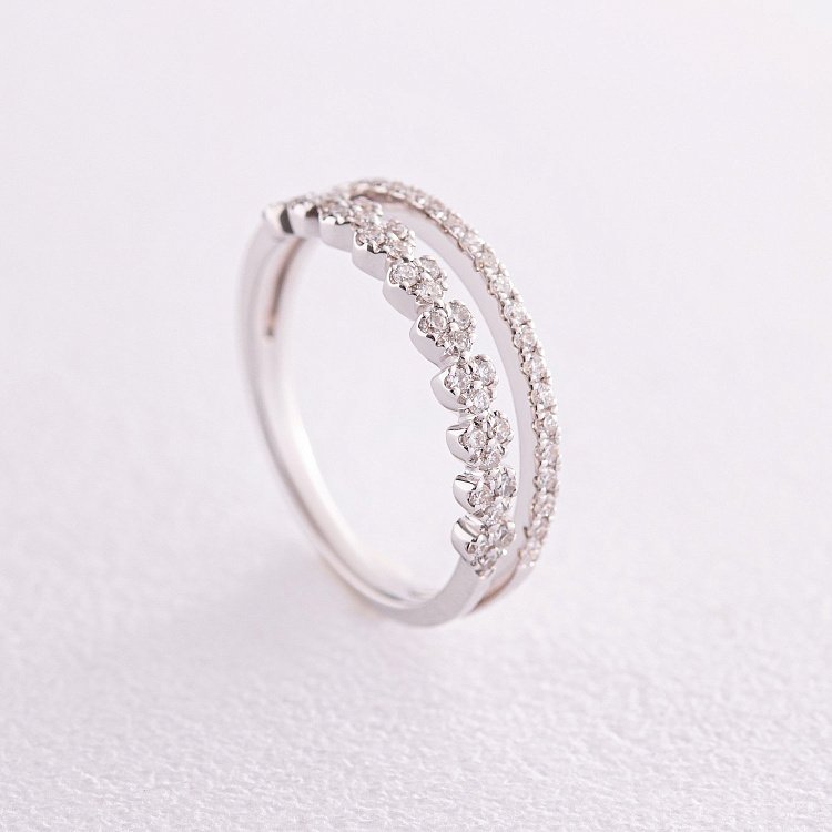 Двойное кольцо в белом золоте с бриллианты кб0465ca от ювелирного магазина Оникс