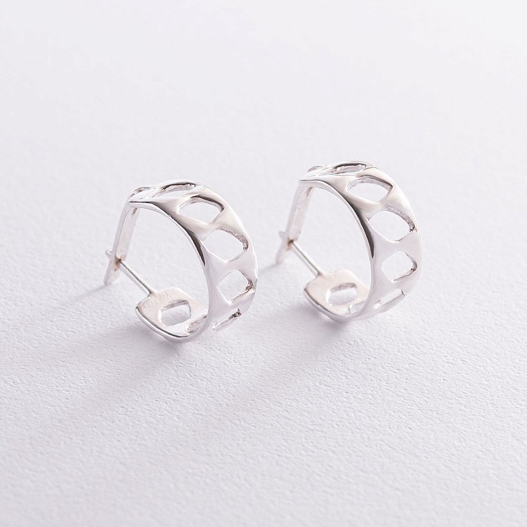 Срібні сережки "Ромби" 123057 від ювелірного магазину Онікс - 4