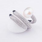 Срібний перстень з культивованими прісноводним перлами і фіанітами 111825 от ювелирного магазина Оникс - 1