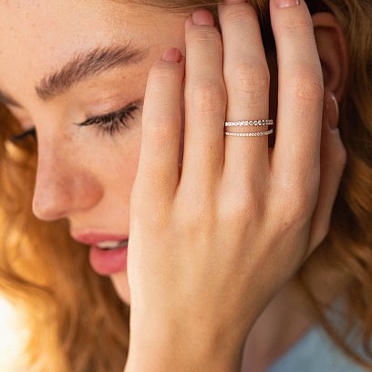 Подвійна каблучка в білому золоті з діамантами кб0450ca №3