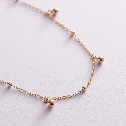 Золотой браслет "Шарики" на ногу б04809 №4