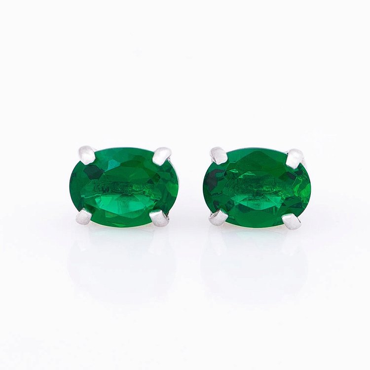 Срібні сережки-пусети з фіанітами 6х8 121966 від ювелірного магазину Онікс - 2