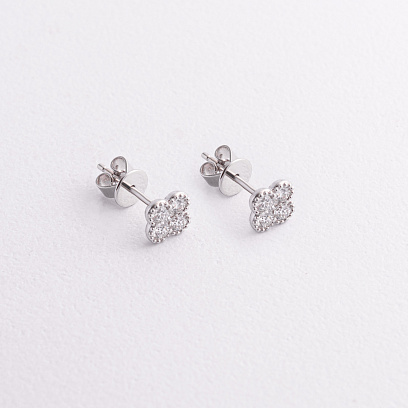 Золотые серьги - пусеты "Клевер" с бриллиантами сб0620lg №2