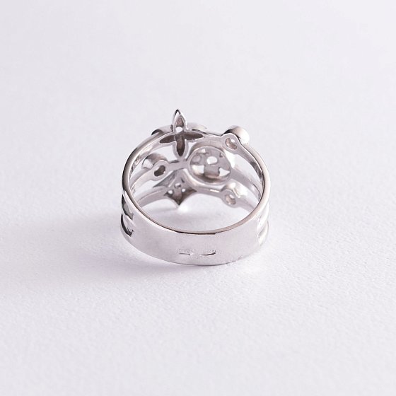 Серебряное кольцо "Клевер" с фианитами 1488/1р-CZ №4