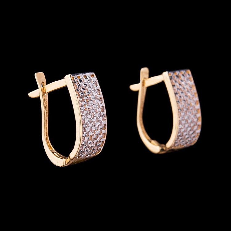 Золоті сережки з фіанітами с02099 від ювелірного магазину Онікс - 2