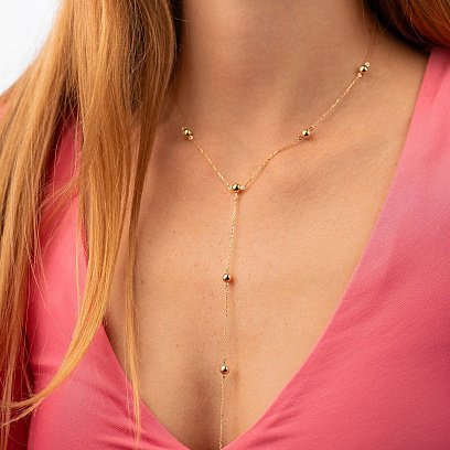 Кольє 2 в 1 "Шарики" у жовтому золоті кол01980 №2