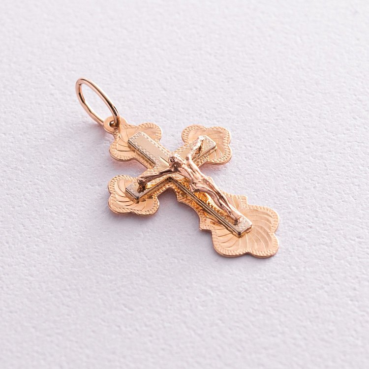 Золотой православный крестик п02435 от ювелирного магазина Оникс