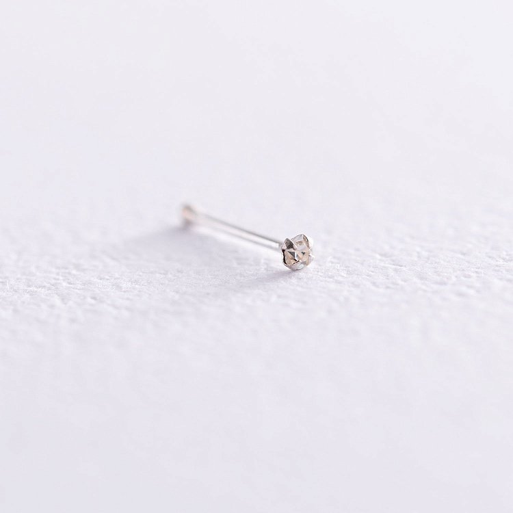 Серебряный пирсинг в нос с фианитом пирснм от ювелирного магазина Оникс