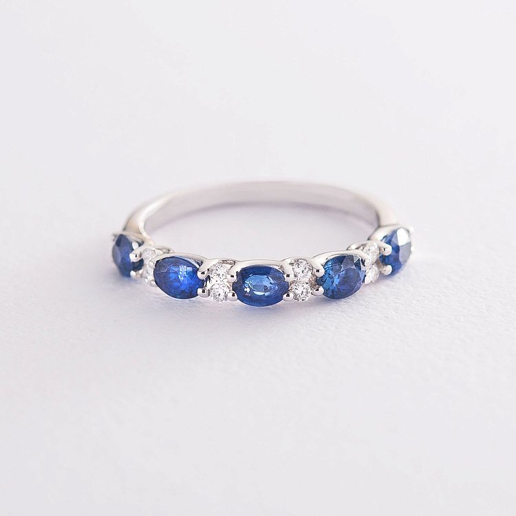 Золотий перстень з сапфірами і діамантами кб0254lg від ювелірного магазину Онікс