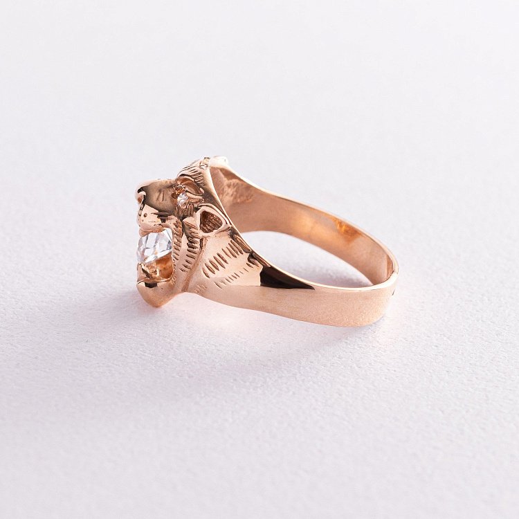 Золотое кольцо "Тигр" с фианитом к00501 от ювелирного магазина Оникс - 2