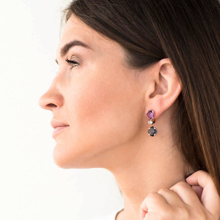 Золоті сережки з аметистом і блакитним топазом 14050430 від ювелірного магазину Онікс - 2