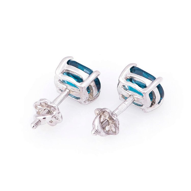 Серьги-гвоздики с лондон топазом нано 6х8 121970 от ювелирного магазина Оникс - 1