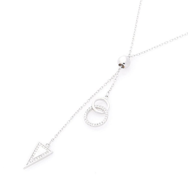 Серебряное колье "Треугольник и кольца" (фианиты) 18682 от ювелирного магазина Оникс
