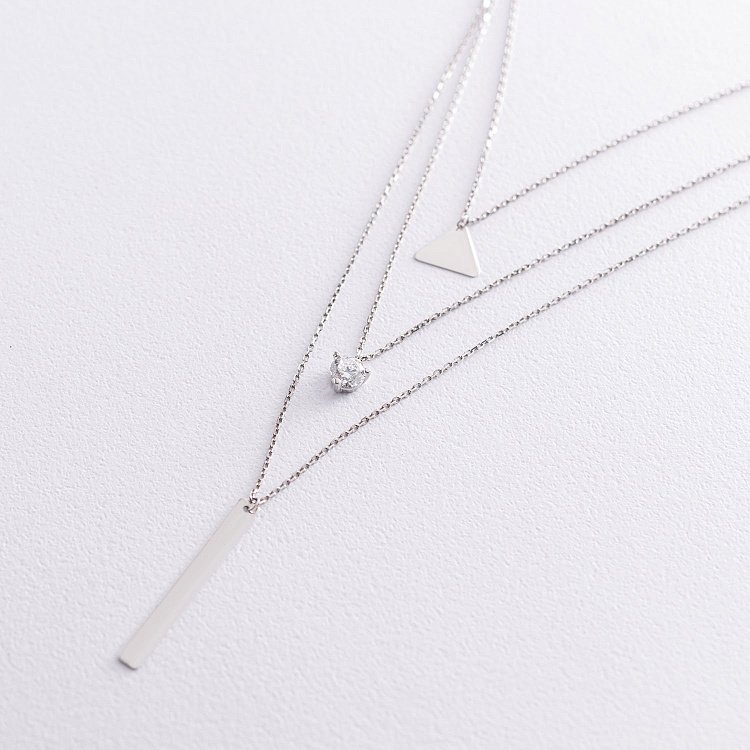 Золотое колье Геометрия (фианит) кол01675 от ювелирного магазина Оникс - 1