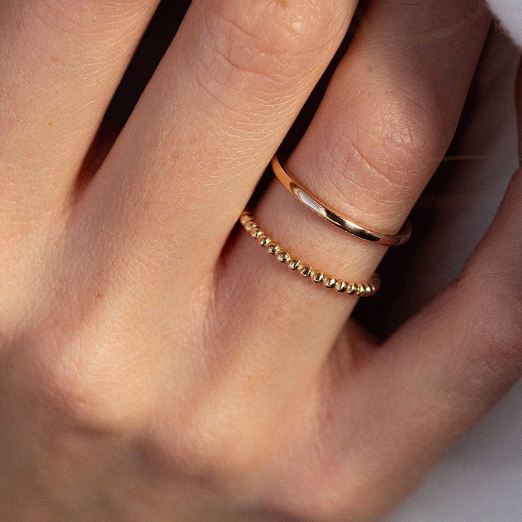 Двойное кольцо с шариками (красное золото) к07179 от ювелирного магазина Оникс - 1