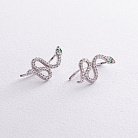 Серьги - клаймберы "Змеи" в серебре (фианиты) 109410 от ювелирного магазина Оникс - 1