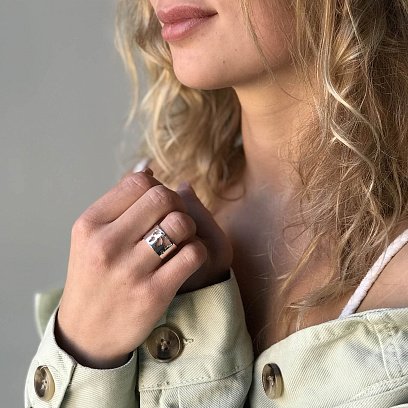 Серебряное кольцо "Карта мира" 112210 №2