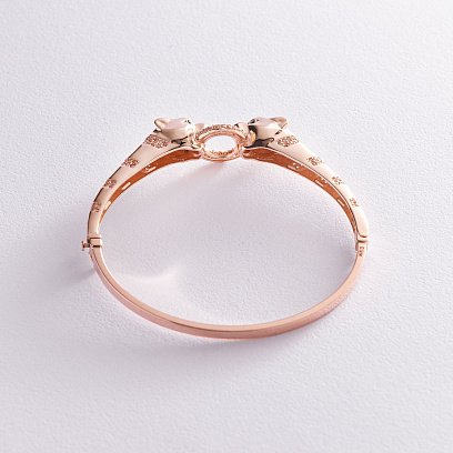 Жесткий золотой браслет "Тигры" (фианиты) б04775 №3