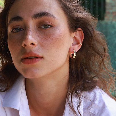 Сережка - каффа в жовтому золоті с07920 №6