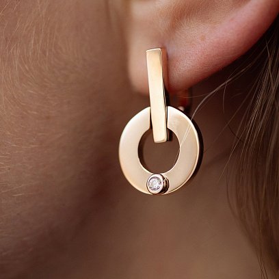 Серьги "Alison" с фианитами (красное золото) с08828 №4