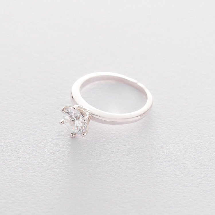 Серебряное помолвочное кольцо с фианитом 111864 от ювелирного магазина Оникс - 4