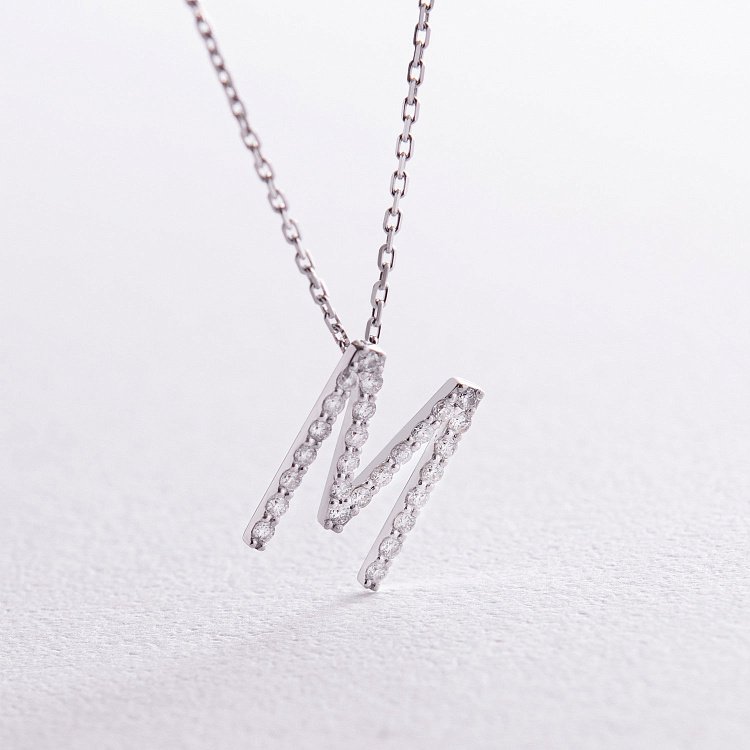 Золотое колье с буквой "М" с бриллиантами 133591121 от ювелирного магазина Оникс - 2