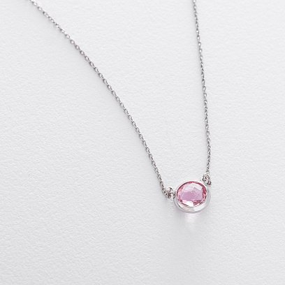 Серебряное колье с синтетическим кварцем 18858