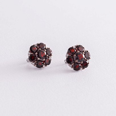Серебряные серьги (фианиты, пироп) 2968/9р-GARN