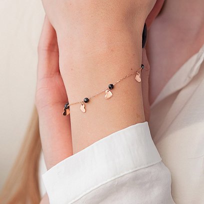 Золотой браслет "Сердечки" (фианиты) б04883 №3