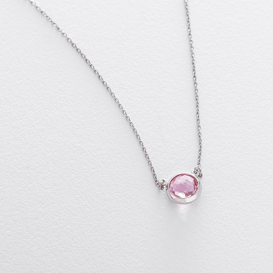 Серебряное колье с синтетическим кварцем 18858