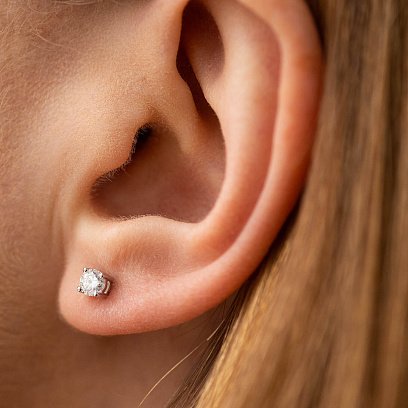 Золотые серьги - пусеты с бриллиантами 331371121 №4