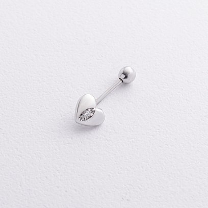 Золотий пірсинг у пупок "Сердечко" (фіаніти) пир00277
