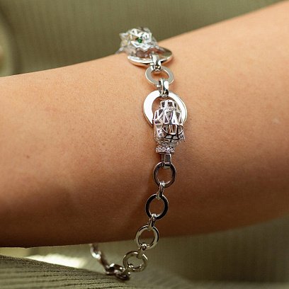 Браслет "Пантера" у білому золоті (фіаніти) б05317 №6