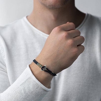 Каучуковий браслет в золоті "Якір" з фіанітами б02368 №2