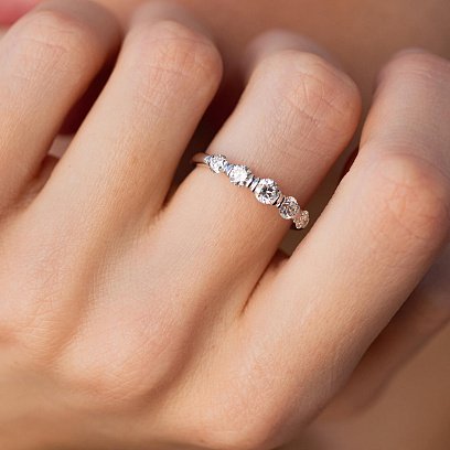 Кольцо в белом золоте с бриллиантами кб0488ca №5