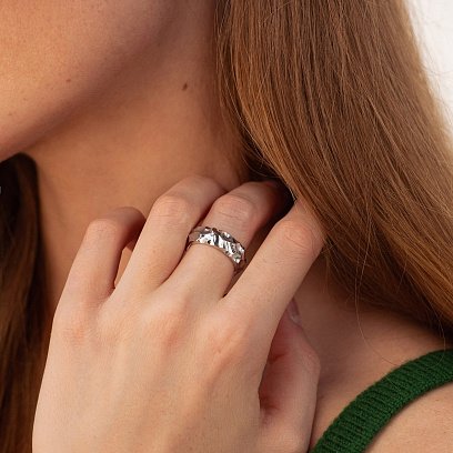 Серебряное кольцо "Meteorite" 112805 №4