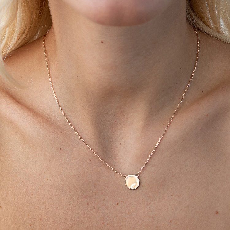 Колье "Монетка" в красном золоте (возможна гравировка) кол02043 от ювелирного магазина Оникс - 3